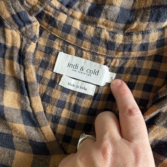 indi & cold gingham plaid ruffle pull over long sleeve blouse - Picture 5 of 8